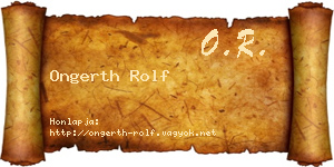 Ongerth Rolf névjegykártya